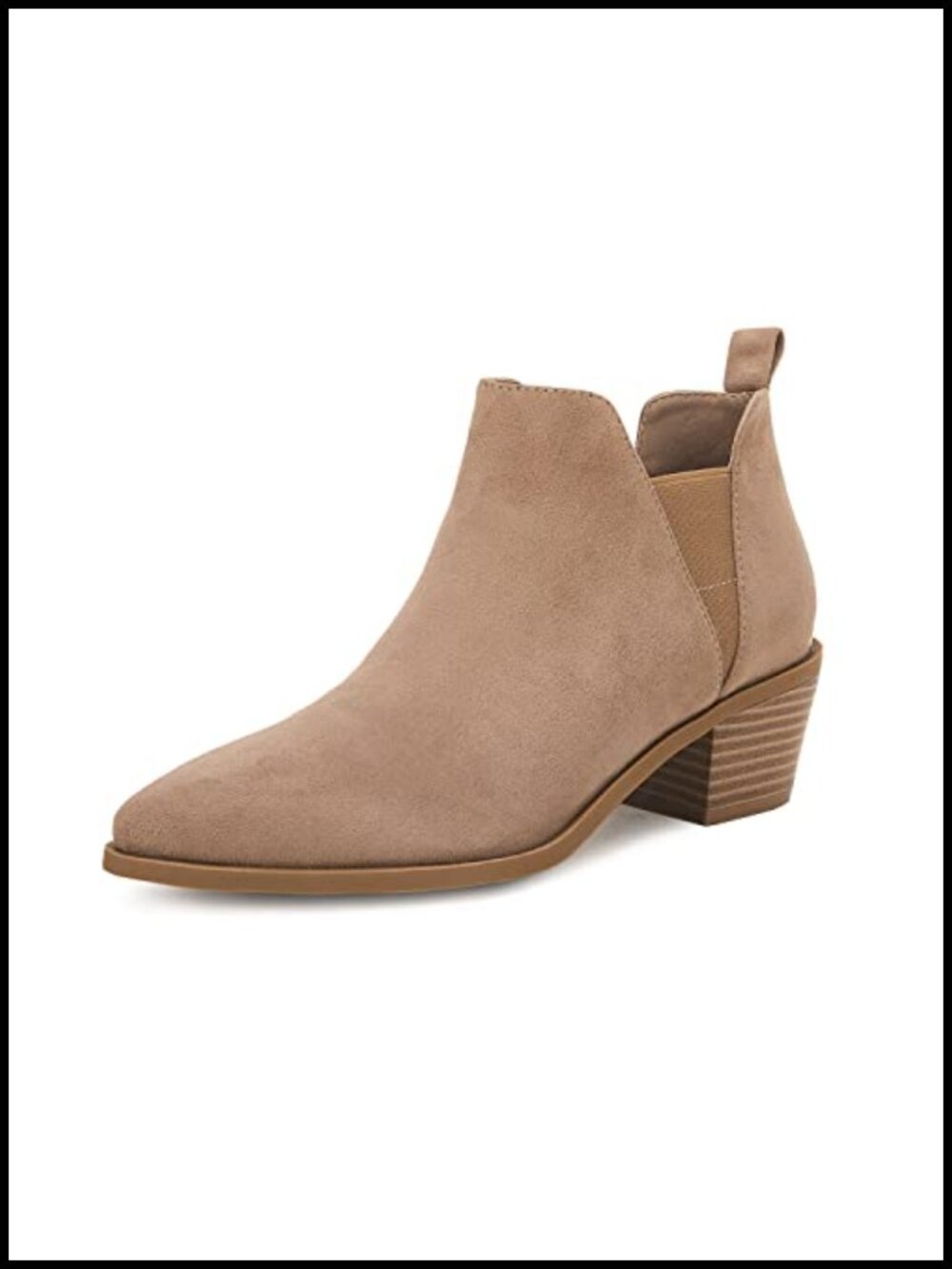 Chunky Heel Ankle Booties Faux Suede Western Slip On Chelsea Boots